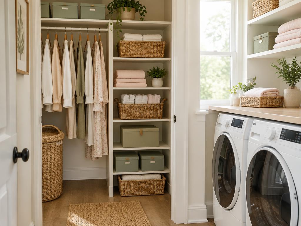 Organized closet and laundry space